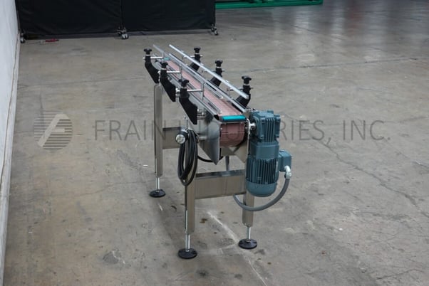 4-1/2" wide x 4.8' long, BMI / Benda Mfg, Stainless Steel table top conveyor, mounted on 4 leg Stainless - Image 2