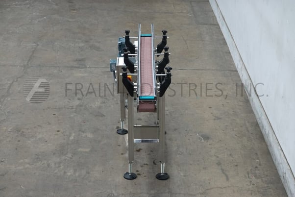 4-1/2" wide x 4.8' long, BMI / Benda Mfg, Stainless Steel table top conveyor, mounted on 4 leg Stainless - Image 3