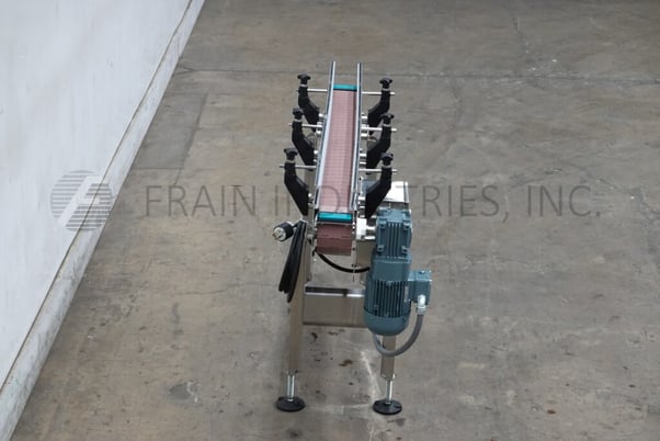 4-1/2" wide x 4.8' long, BMI / Benda Mfg, Stainless Steel table top conveyor, mounted on 4 leg Stainless - Image 4