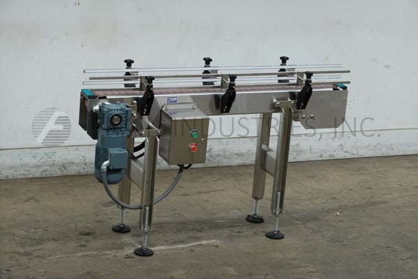 4-1/2" wide x 4.8' long, BMI / Benda Mfg, Stainless Steel table top conveyor, mounted on 4 leg Stainless - Image 5