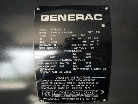 400 KW Generac #99A04846S, standby diesel generator, 120/208 Volts, Mitsubishi engine, 1999, #089606 - Image 6