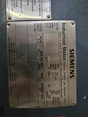 700 HP 3575 RPM Siemens, Frame 5010S, new surplus, 4160 Volts, 2019 - Image 1