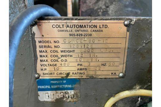 8000 lb. Colt #CSHCE-80-12, coil cradle & straightener combo., 12" W x .22", 60" outside dimension, (7) 4" - Image 3