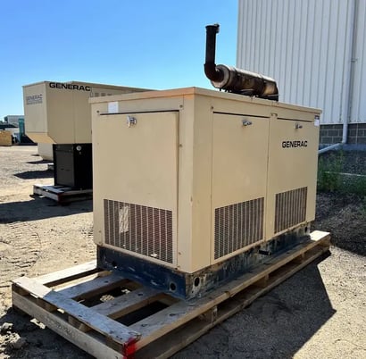 30 KW Generac #90A04512-S, liquid propane generator set, weather protected enclosure, 120/240 Volts, 652 - Image 1