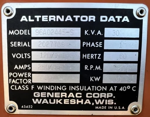 30 KW Generac #2027789, liquid propane generator set, weather protected enclosure, 120/240 Volts, 725 hours - Image 6