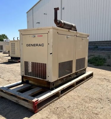 30 KW Generac #90AD4512S, liquid propane generator set,weather protected enclosure, 120/240 Volts, 783 hours - Image 1