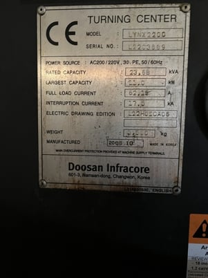 Daewoo Doosan #Lynx-220C, CNC lathe, 2.6" bar, 12.6" turning diameter, tailstock, live tooling, Fanuc I - Image 5