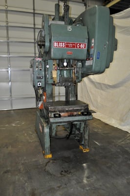 60 Ton, Bliss #C60, OBI press, 4" stroke, 14.25" Shut Height, 3" ram adj.,air clutch, 90 SPM, 1989, #14164J - Image 2