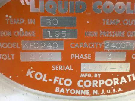 Union Kol-Flow KFC240, Freon Liquid Chiller, 240 GPH capacity, 10 HP - 1755 RPM - Image 7