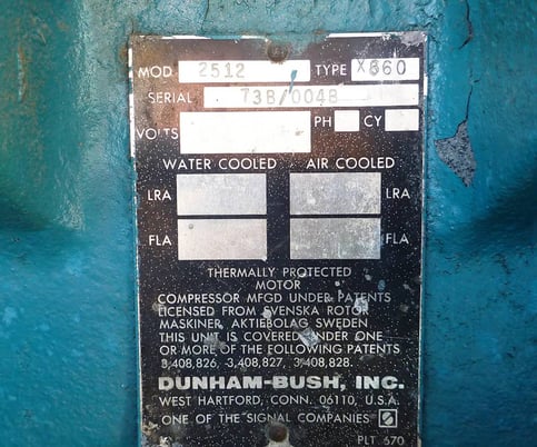 200 HP FES 2512/H324-2515, Rotary Screw Compressor Package, 230/460 V, 3540 RPM, 1974 - Image 7