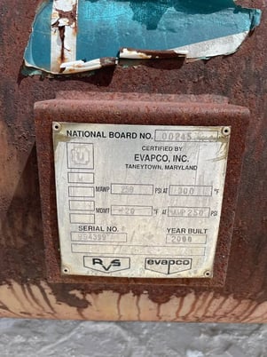 390 gallon RVS, Horizontal Ammonia Receiver, 35" diameter x 70" L Tank, 250 PSI @ 300 F, 2000 - Image 10