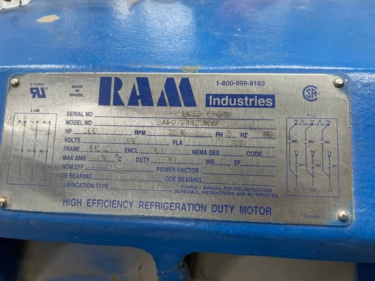 300 HP 3570 RPM Ram Industries 3AP27244SVKW, Frame 445TS, 335 amps, 460 Volts - Image 10
