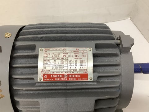 1 HP 1160 RPM General Electric 5K14BC302A, Frame 145T, TE, new surplus, 230/460 Volts - Image 2