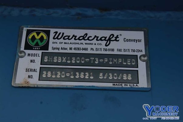Wardcraft #SHSBX1200-T3-PIMPLED, inclined chip conveyor, no motor w/conveyor, #76350 - Image 7