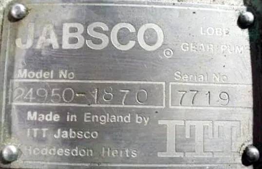 Jabsco #24950-1870, Positive Displacement Pump, 0.33 HP, 3300 RPM, 230/460 V, 216 RPM speed, (2) 1" S-Line - Image 6