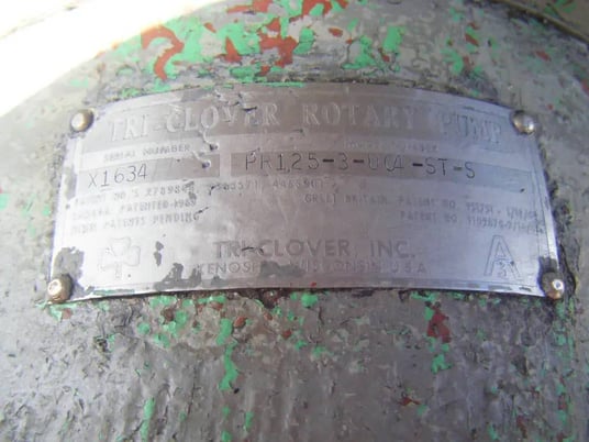 120 GPM, Tri-Clover #PR125-3-UC4-ST-S, Positive Displacement Pump, 5 HP, 1150 RPM, 230/460 V - Image 9