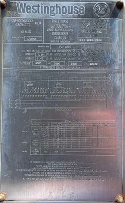 1000/1120 kVA, 26400/13200 Delta Primary, 480/277 WYE Secondary, Westinghouse Substation - Image 1