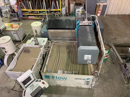 Flow #Mach-3-1313B, waterjet, 4.2' x 4.2' table, 50 HP, 60000 psi, 5-Axis, 2013 - Image 1