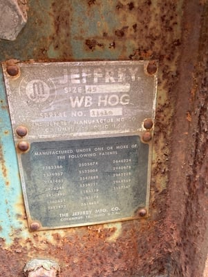 Jeffrey #45, Wood Hog, 125 HP, 460 V., 28" x 44" inlet, 7" x 40" outlet,hopper included - Image 6