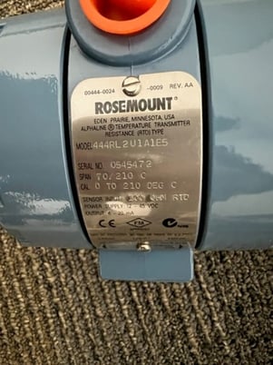 Rosemount #444RL2U1A1E5, Temperature Transmitter, 70/210 C span, 0 to 210 C cal. - Image 3
