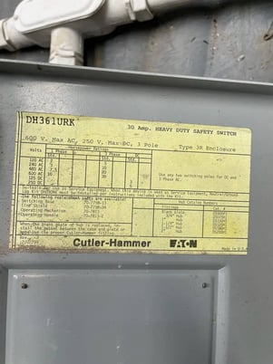 30 Amp. Cutler Hammer #DH361URK, Heavy Duty Safety Switch, 600 V - Image 7