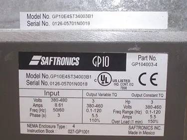 3 HP Saftronics, GP10E4ST34003B1, Variable Speed Controllers, 380-480 Volts input, 380-460 Volts output - Image 8