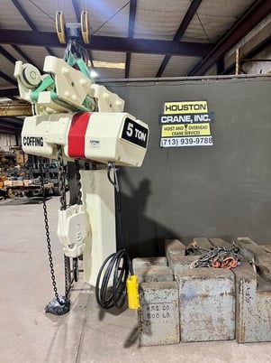 5 Ton, Coffing, electric chain hoist, speed 8 FPM, Volt 460/3/60 several in stock, contact Houston Crane, Inc. - Image 1