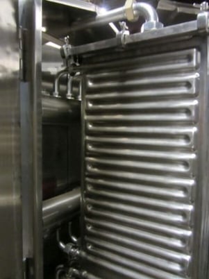Mojonnier #8640, Plate Cooler, (5) 14" width x 50" H plates, 2" NPT nozzles, 1-1/4" diameter Outlet - Image 5