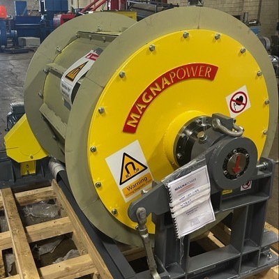 42" x 48" Magnapower #PFD100-120 drum magnet, gear reduced motor w/chain drive system, new - Image 1