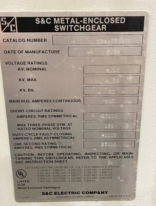 600 Amp. S & C Electric Co, 5 KV Fusible Load Interrupter Switch N1 - Image 5