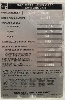 600 Amp. S & C Electric Co, 5 KV Load Interrupter Switch N1 - Image 5