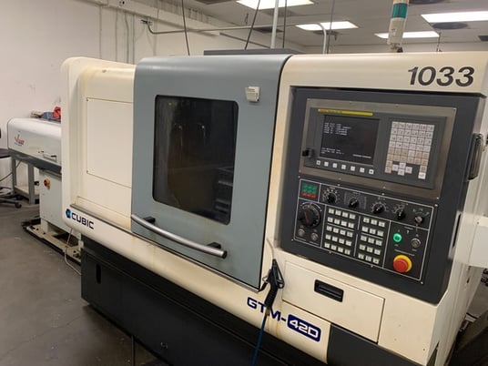 Cubic Machinery #GTM-42D, CNC lathe, A2-4, 7-Axis, Fanuc Oi-TD, LNS barfeeder, chip conveyor, 2016 - Image 1