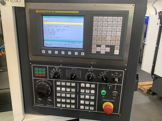 Cubic Machinery #GTM-42D, CNC lathe, A2-4, 7-Axis, Fanuc Oi-TD, LNS barfeeder, chip conveyor, 2016 - Image 2