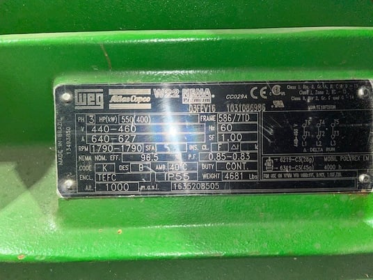 550 HP 1790 RPM Weg, Frame 586/7TD, 460 Volts, New Motor. WP0954 - Image 3