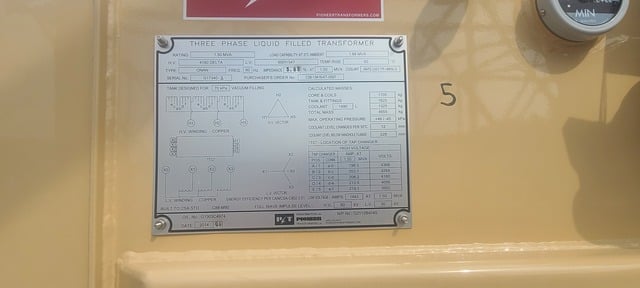1500 KVA 4160 Delta Primary, 600Y/347 Secondary, Pioneer, step-down transformer, oil filled (x5) - Image 10