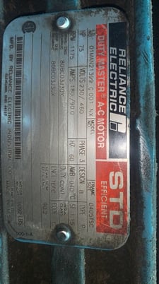 75 HP 1150 RPM Reliance, Frame 405TSC, TEFC, double shaft & C-face, 230/400 Volts - Image 2