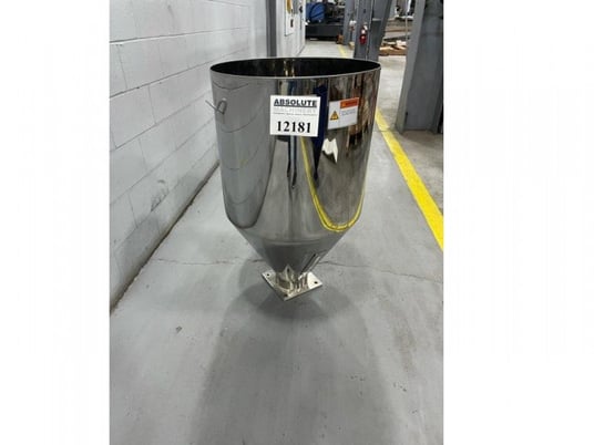 Haitian #23x38-7x7, 23" diameter Stainless Steel feed throat mounted hopper, sight glass, lid - Image 1