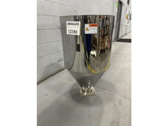 Haitian #23x38-7x7, 23" diameter Stainless Steel feed throat mounted hopper, sight glass, lid - Image 2