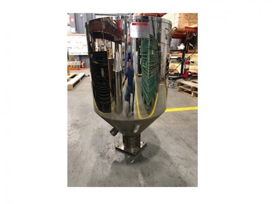 Stainless Steel hopper, 40" H x 24" diameter, drain port & sight glass - Image 1
