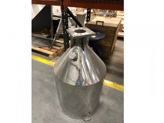 Stainless Steel hopper, 40" H x 24" diameter, drain port & sight glass - Image 2