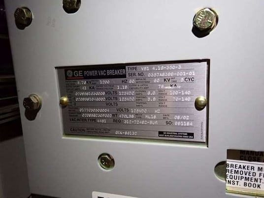 General Electric #PowerVac, Metal Clad Switchgear, 1200 amp, 5KV - Image 5