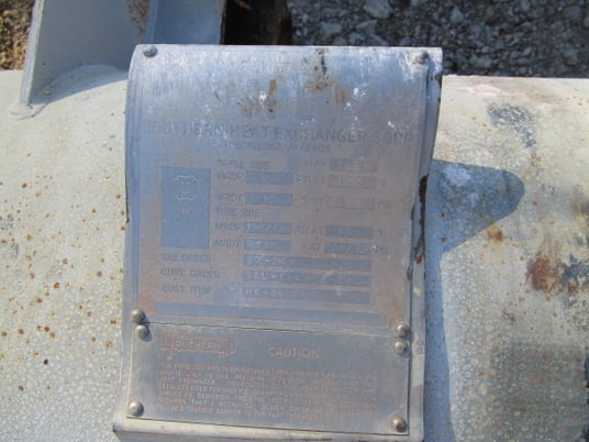 420 sq.ft., 100 psi shell, Southern Heat Exchanger, horizontal, 18 diameter x 8' 0" F/F, 1987 - Image 3