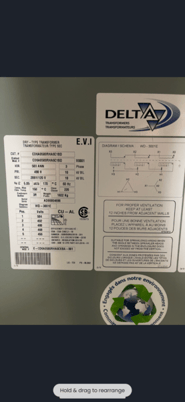 500 KVA 480 Primary, 208/120 Secondary, Delta Transformateur, Nema 3R - Image 2