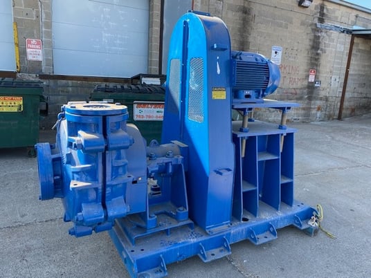 Warman #AH Horizontal Slurry Pumps, 8" x6" size, on steel skid, unused surplus (4 available) - Image 1