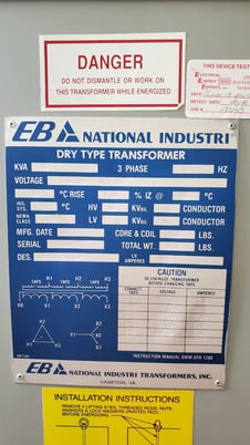 750 KVA 12470 Delta Primary, 480Y/277 Secondary, EB National Industries, sub style dry transformer - Image 4