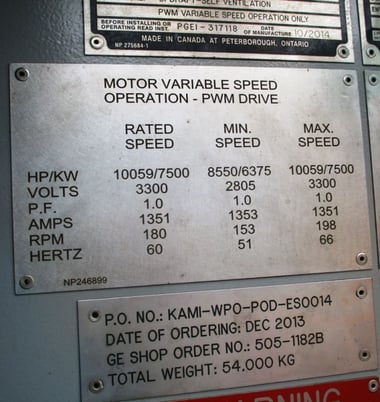 10059 HP RPM General Electric Allis-Chalmers synchronous mill drive motors, 2014 - Image 3