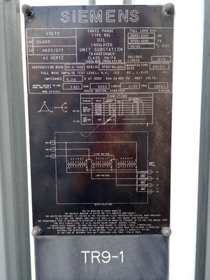3000/3360/3750/4200 kVA, 26400 Delta Primary, 480/277 WYE Secondary, Siemens Substation - Image 1