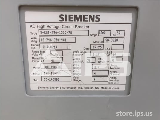 1200 Amps Sa 5-gmi-350 (5gmi 350) 125 Volts DC Control - Image 5