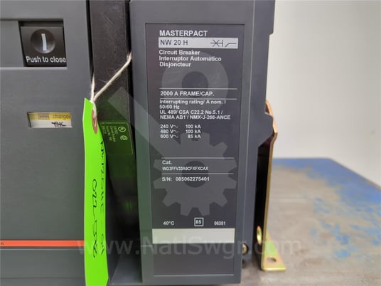 2000 Amps Square D Merlin Gerin Masterpact Nw20 H Eo/bi Wg3ffv33a9cfxfxcax 120 Volts AC Control, Micrologic - Image 6