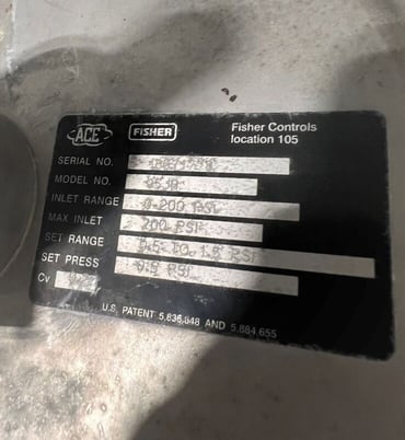 Fisher #ACE95JR, Tank Blanketing Valve, 0-200 psi, 0.5-1.5 psi set range, 0.5 psi set press - Image 3